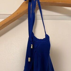 Trina Turk Vibrant Blue Top Silk XL low back back tie